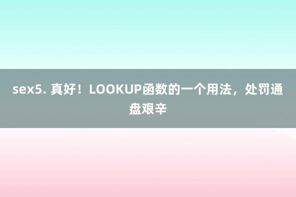 sex5. 真好！LOOKUP函数的一个用法，处罚通盘艰辛