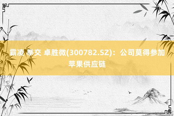 霸凌 拳交 卓胜微(300782.SZ):公司莫得参加苹果供应链