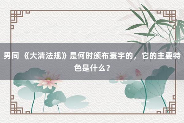 男同 《大清法规》是何时颁布寰宇的，它的主要特色是什么？