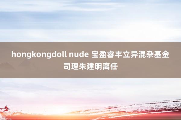 hongkongdoll nude 宝盈睿丰立异混杂基金司理朱建明离任