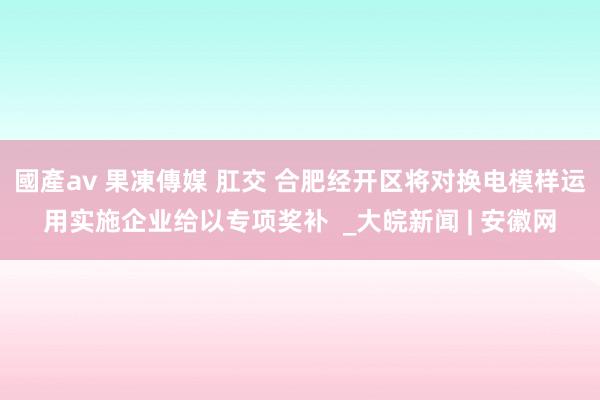 國產av 果凍傳媒 肛交 合肥经开区将对换电模样运用实施企业给以专项奖补  _大皖新闻 | 安徽网