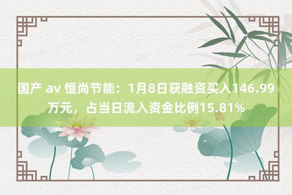 国产 av 恒尚节能：1月8日获融资买入146.99万元，占当日流入资金比例15.81%