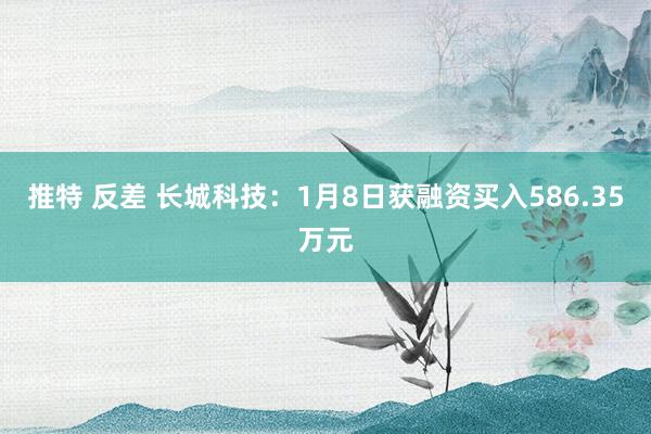 推特 反差 长城科技：1月8日获融资买入586.35万元
