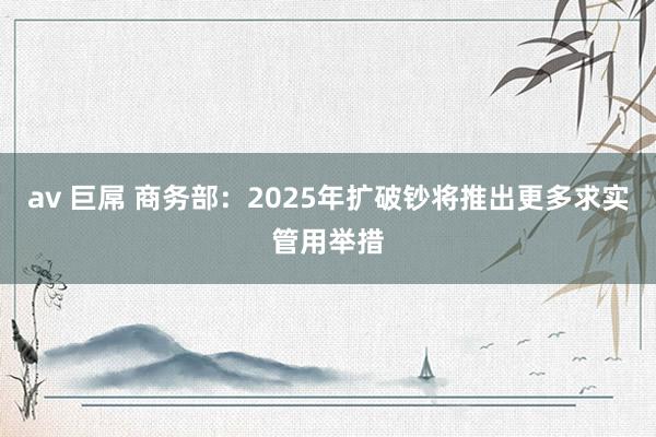 av 巨屌 商务部：2025年扩破钞将推出更多求实管用举措
