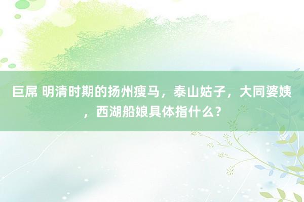 巨屌 明清时期的扬州瘦马，泰山姑子，大同婆姨，西湖船娘具体指什么？