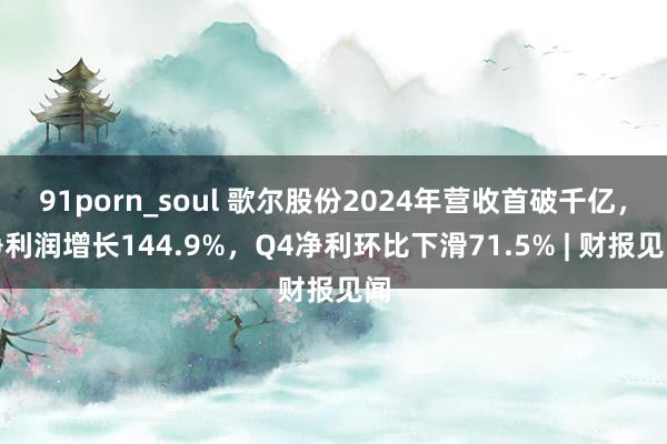 91porn_soul 歌尔股份2024年营收首破千亿，净利润增长144.9%，Q4净利环比下滑71.5% | 财报见闻