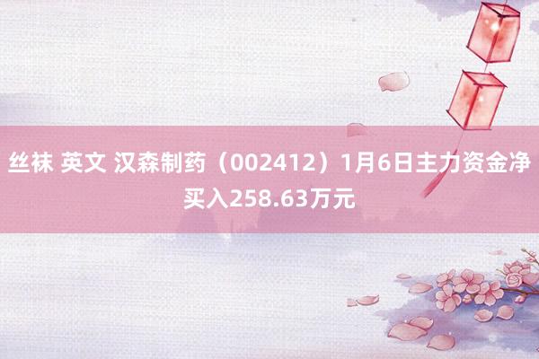 丝袜 英文 汉森制药（002412）1月6日主力资金净买入258.63万元