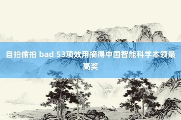 自拍偷拍 bad 53项效用摘得中国智能科学本领最高奖