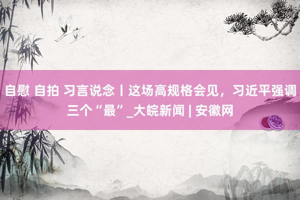 自慰 自拍 习言说念丨这场高规格会见，习近平强调三个“最”_大皖新闻 | 安徽网