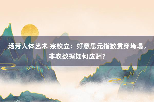 汤芳人体艺术 宗校立：好意思元指数贯穿垮塌，非农数据如何应酬？
