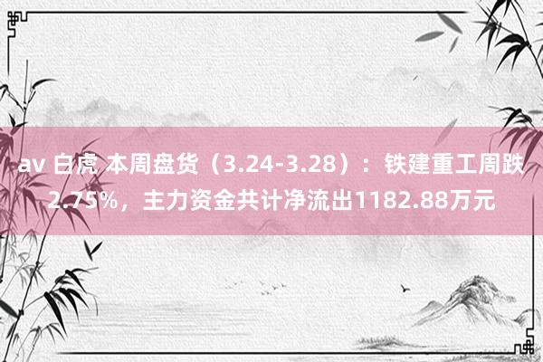 av 白虎 本周盘货（3.24-3.28）：铁建重工周跌2.75%，主力资金共计净流出1182.88万元