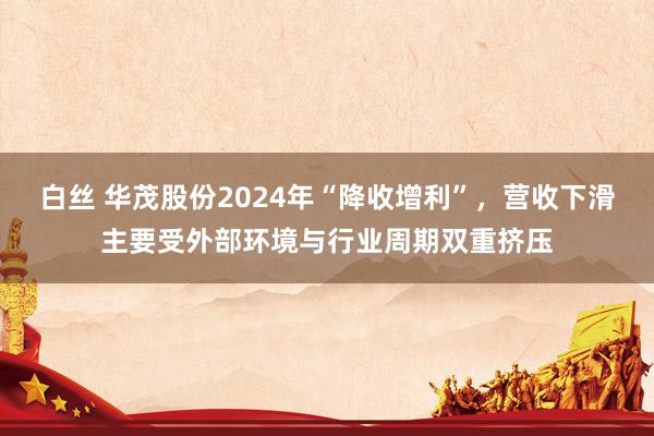 白丝 华茂股份2024年“降收增利”，营收下滑主要受外部环境与行业周期双重挤压