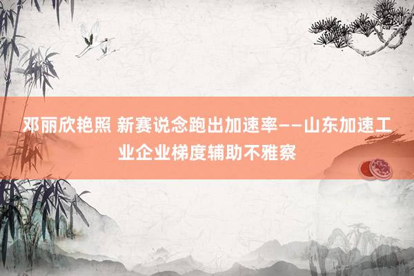 邓丽欣艳照 新赛说念跑出加速率——山东加速工业企业梯度辅助不雅察