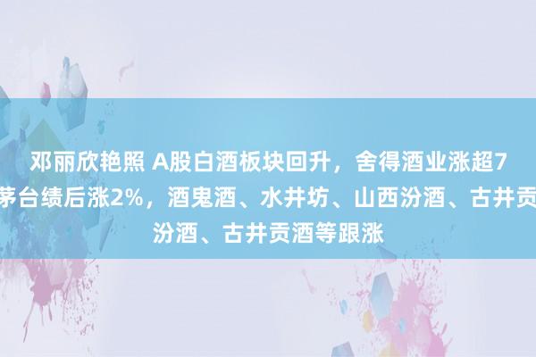 邓丽欣艳照 A股白酒板块回升，舍得酒业涨超7%，贵州茅台绩后涨2%，酒鬼酒、水井坊、山西汾酒、古井贡酒等跟涨
