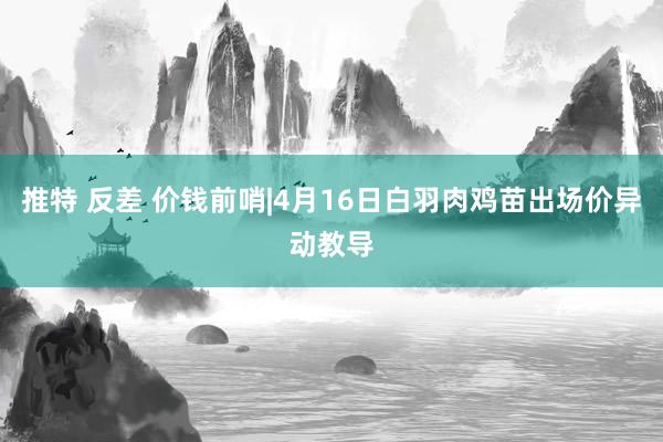 推特 反差 价钱前哨|4月16日白羽肉鸡苗出场价异动教导