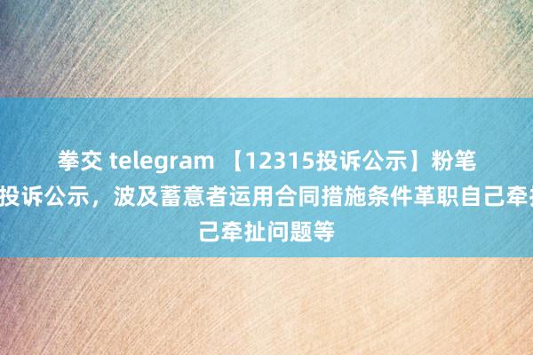 拳交 telegram 【12315投诉公示】粉笔新增3件投诉公示，波及蓄意者运用合同措施条件革职自己牵扯问题等