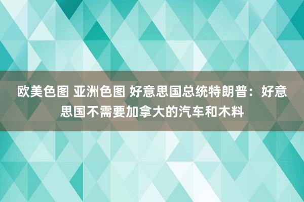 欧美色图 亚洲色图 好意思国总统特朗普：好意思国不需要加拿大的汽车和木料